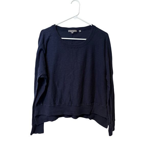 Vince Women's 100% Cotton Navy Blue Sweater Small Boxy Relaxed‎ Lightweight - Picture 1 of 4